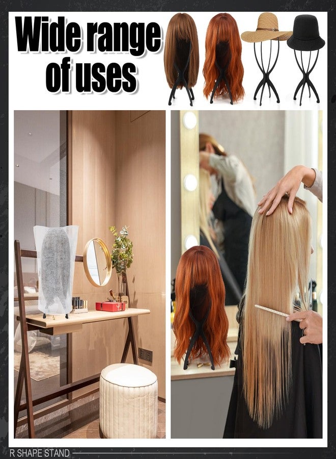 ProSuites 2 Pack Wig Stand with 2Pcs Wig Dust Bag, Travel Wig Head Stand Holder for Women Multiple Wigs Styling, Black, Hair Length Under 40cm/15.74in - Image 2